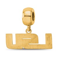 Sterling Silver Gold-plated LogoArt Louisiana State University L-s-u Small Dangle Bead Charm view 5