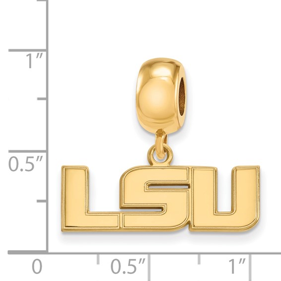 Sterling Silver Gold-plated LogoArt Louisiana State University L-S-U Small Dangle Bead Charm