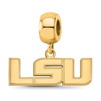 Sterling Silver Gold-plated LogoArt Louisiana State University L-s-u Small Dangle Bead Charm view 1