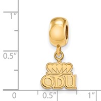 Sterling Silver Gold-plated Logo Art Old Dominion University O-d-u Extra Small Dangle Bead Charm view 3