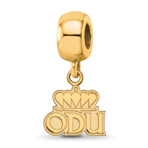 Sterling Silver Gold-plated Logo Art Old Dominion University O-d-u Extra Small Dangle Bead Charm