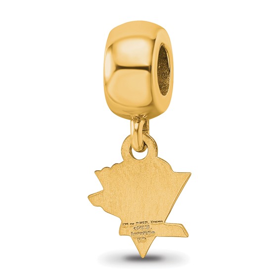 Sterling Silver Gold-plated NHL LogoArt Pittsburgh Penguins Extra Small Dangle Bead Charm