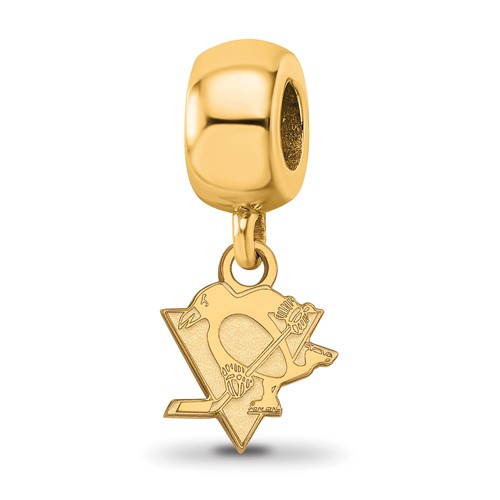 Sterling Silver Gold-plated Nhl LogoArt Pittsburgh Penguins Extra Small Dangle Bead Charm