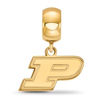 Sterling Silver Gold-plated LogoArt Purdue University Letter P Extra Small Dangle Bead Charm view 3