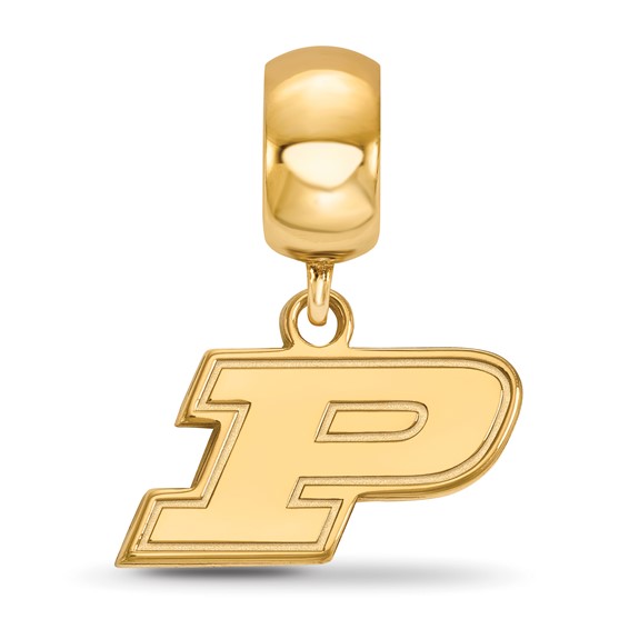 Sterling Silver Gold-plated LogoArt Purdue University Letter P Extra Small Dangle Bead Charm