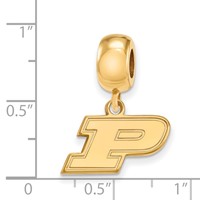 Sterling Silver Gold-plated LogoArt Purdue University Letter P Extra Small Dangle Bead Charm view 2
