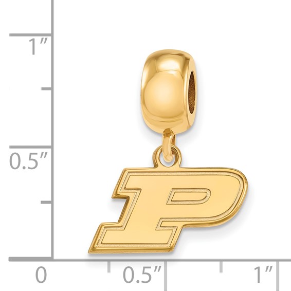 Sterling Silver Gold-plated LogoArt Purdue University Letter P Extra Small Dangle Bead Charm
