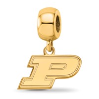Sterling Silver Gold-plated LogoArt Purdue University Letter P Extra Small Dangle Bead Charm view 1