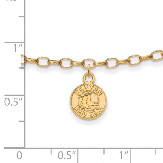 Sterling Silver Gold Plated Major League Baseball LogoArt Boston Red Sox Anklet
