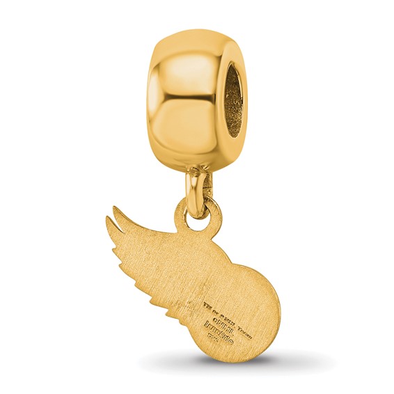 Sterling Silver Gold-plated NHL LogoArt Detroit Red Wings Extra Small Dangle Bead