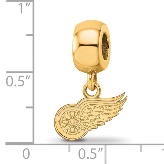 Sterling Silver Gold-plated NHL LogoArt Detroit Red Wings Extra Small Dangle Bead
