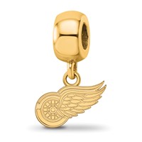 Sterling Silver Gold-plated Nhl LogoArt Detroit Red Wings Extra Small Dangle Bead view 1