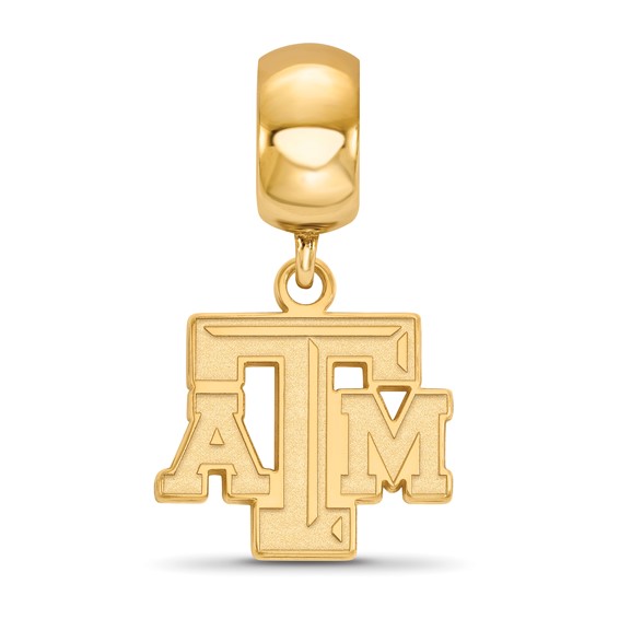 Sterling Silver Gold-plated LogoArt Texas A and M University T-A-M Small Dangle Bead Charm