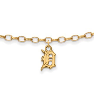 Sterling Silver Gold Plated Major League Baseball LogoArt Detroit Tigers Anklet