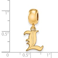 Sterling Silver Gold-plated LogoArt University of Louisville Letter L Small Dangle Bead Charm view 3
