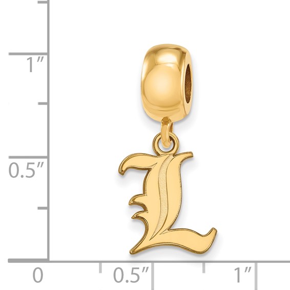 Sterling Silver Gold-plated LogoArt University of Louisville Letter L Small Dangle Bead Charm