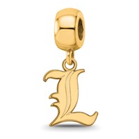 Sterling Silver Gold-plated LogoArt University of Louisville Letter L Small Dangle Bead Charm view 1