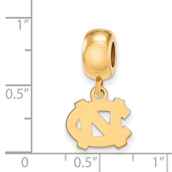 Sterling Silver Gold-plated LogoArt University of North Carolina N-C Extra Small Dangle Bead Charm
