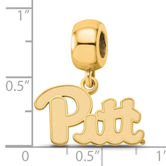 Sterling Silver Gold-plated LogoArt University of Pittsburgh Small Dangle Bead Charm