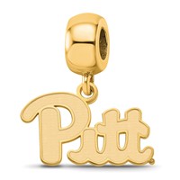 Sterling Silver Gold-plated LogoArt University of Pittsburgh Small Dangle Bead Charm view 1
