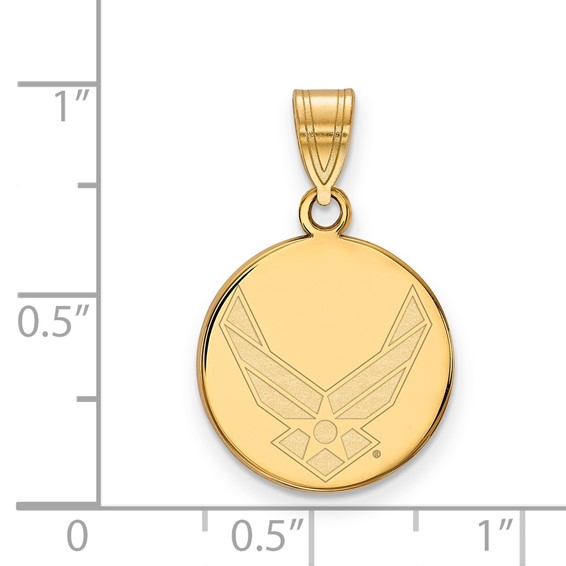 Sterling Silver Gold-plated LogoArt U.S. Air Force Medium Disc Pendant
