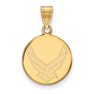 Sterling Silver Gold-plated LogoArt U.S. Air Force Medium Disc Pendant