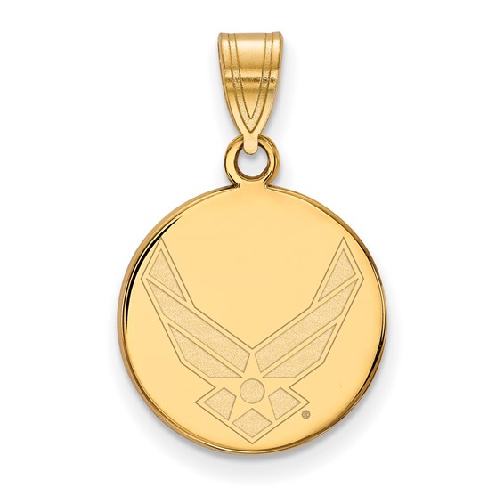 Sterling Silver Gold-plated LogoArt U.S. Air Force Medium Disc Pendant