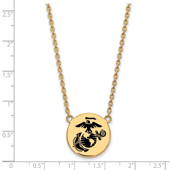 Gold Plated SS U.S. Marine Corps Epoxied Split Chain Disc Pendant