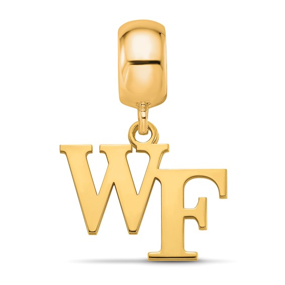 Sterling Silver Gold-plated LogoArt Wake Forest University W-F Small Dangle Bead Charm