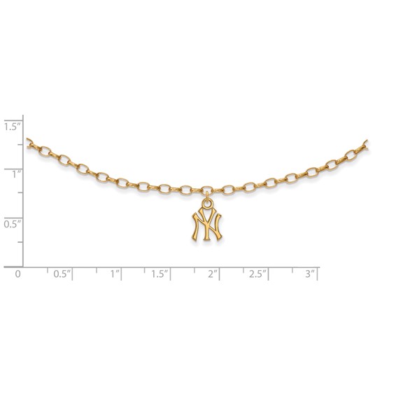 Sterling Silver Gold Plated Major League Baseball LogoArt New York Yankees N-Y Anklet