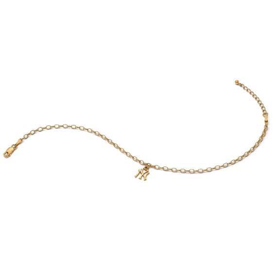 Sterling Silver Gold Plated Major League Baseball LogoArt New York Yankees N-Y Anklet
