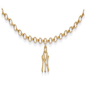 Sterling Silver Gold Plated Major League Baseball LogoArt New York Yankees N-Y Anklet