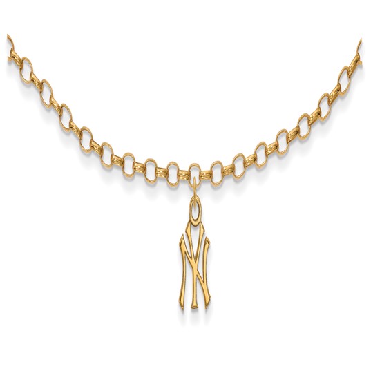 Sterling Silver Gold Plated Major League Baseball LogoArt New York Yankees N-Y Anklet