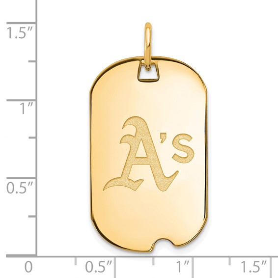 Sterling Silver Gold Plated Major League Baseball LogoArt Oakland Athletics Small Dog Tag