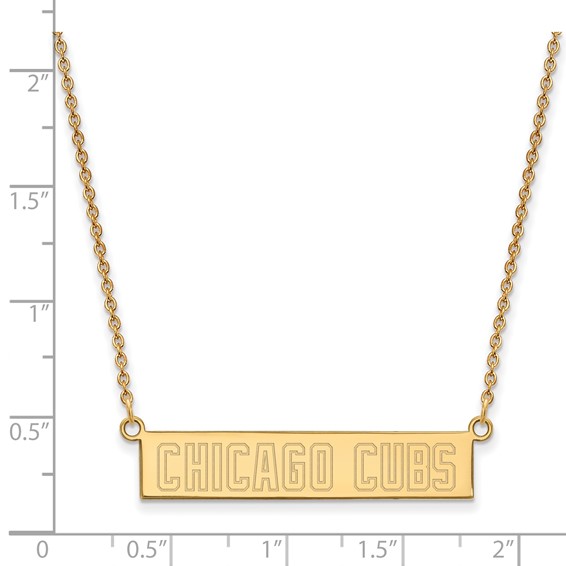 Sterling Silver Gold Plated Major League Baseball LogoArt Chicago Cubs Small Bar Necklace