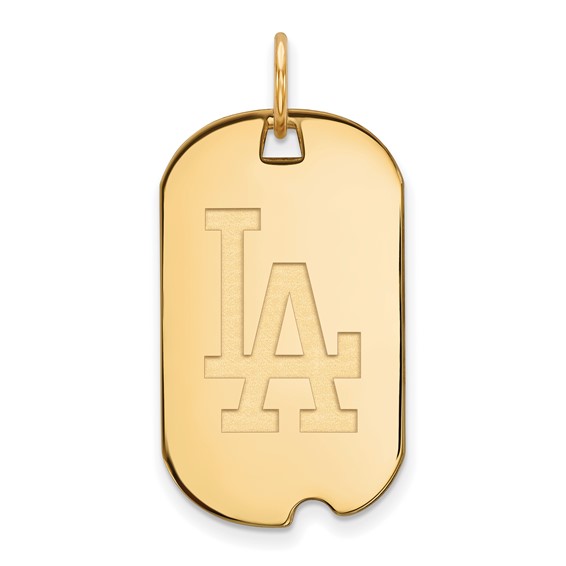 Sterling Silver Gold Plated Major League Baseball LogoArt Los Angeles Dodgers Dog Tag