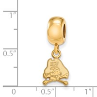 Sterling Silver Gold-plated LogoArt East Carolina University Pirate Extra Small Dangle Bead Charm view 2