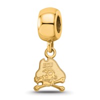 Sterling Silver Gold-plated LogoArt East Carolina University Pirate Extra Small Dangle Bead Charm view 1