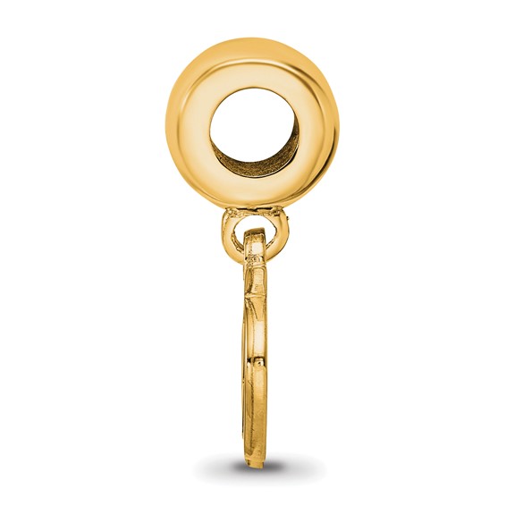 Sterling Silver Gold-plated NHL LogoArt Tampa Bay Lightning Small Dangle Bead