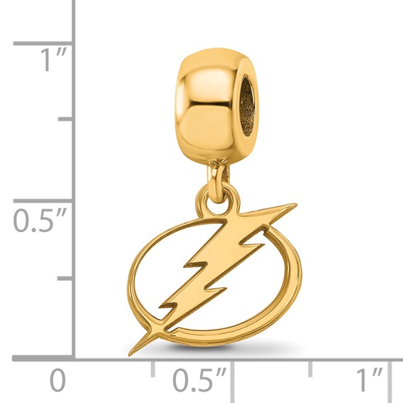 Sterling Silver Gold-plated NHL LogoArt Tampa Bay Lightning Small Dangle Bead