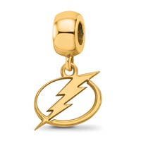Sterling Silver Gold-plated Nhl LogoArt Tampa Bay Lightning Small Dangle Bead view 1