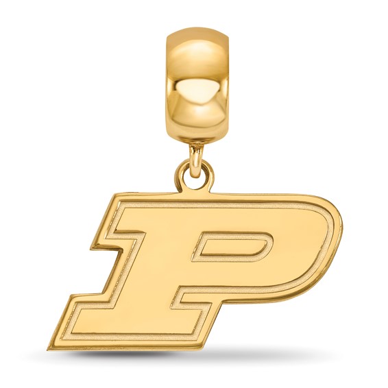 Sterling Silver Gold-plated LogoArt Purdue University Letter P Small Dangle Bead Charm