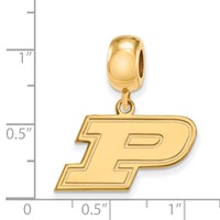 Sterling Silver Gold-plated LogoArt Purdue University Letter P Small Dangle Bead Charm view 2