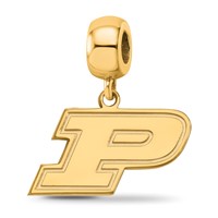 Sterling Silver Gold-plated LogoArt Purdue University Letter P Small Dangle Bead Charm view 1
