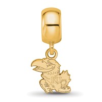 Sterling Silver Gold-plated LogoArt University of Kansas Jayhawk Extra Small Dangle Bead Charm view 4