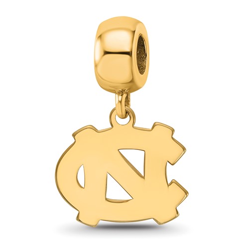 Sterling Silver Gold-plated LogoArt University of North Carolina N-c Small Dangle Bead Charm