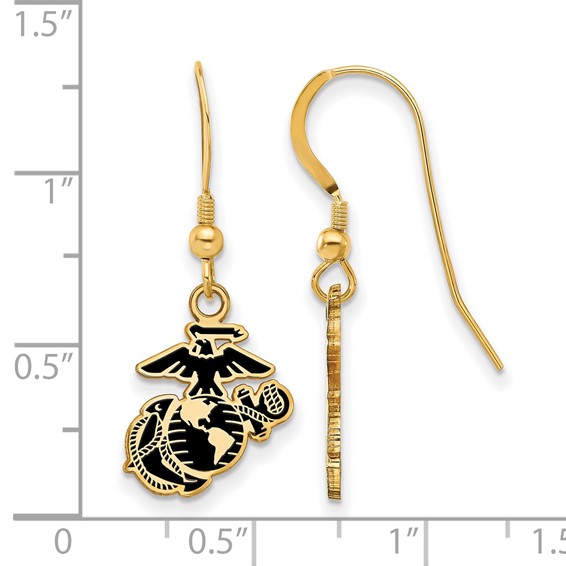 Gold Plated SS U.S. Marine Corps Epoxied Dangle Earrings