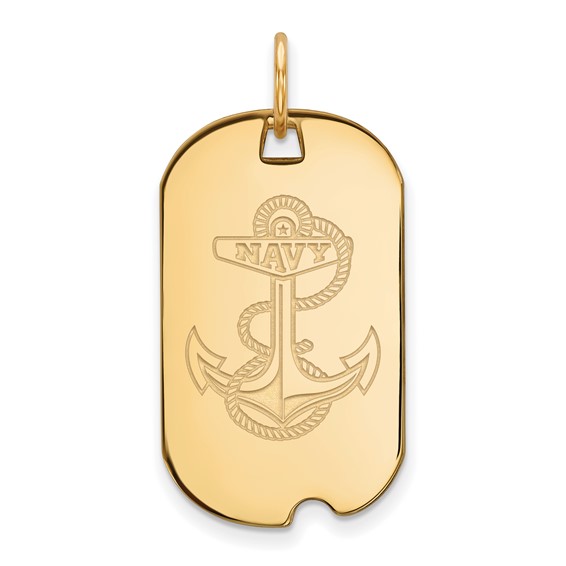 10k Gold LogoArt US Naval Academy Anchor Small Dog Tag Pendant