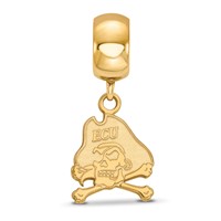 Sterling Silver Gold-plated LogoArt East Carolina University Pirate Small Dangle Bead Charm view 3