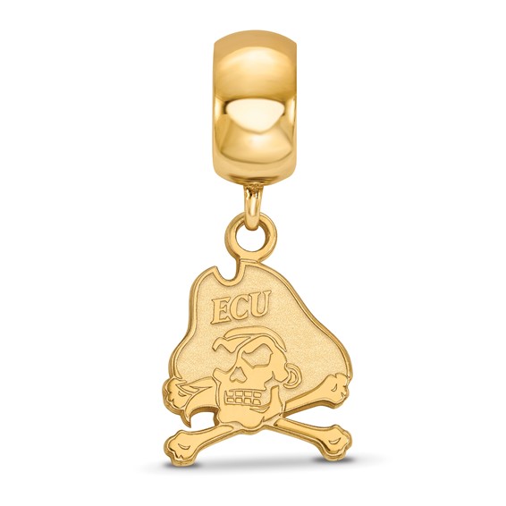 Sterling Silver Gold-plated LogoArt East Carolina University Pirate Small Dangle Bead Charm